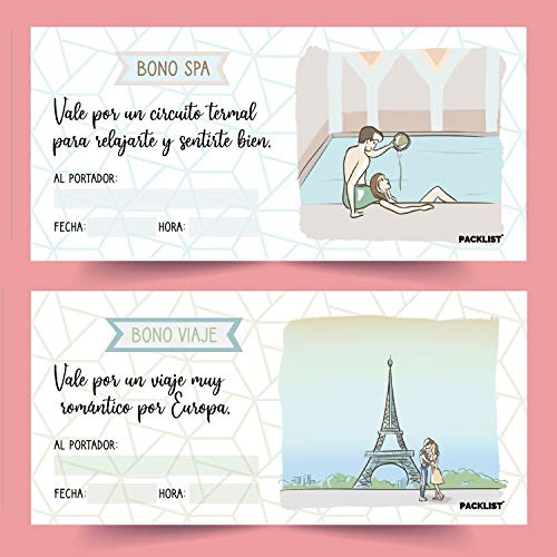 PACKLIST Talonario para Parejas, 22 Románticos Vales para Regalar - Porque Te Quiero - Regalos para Parejas y Enamorados. Ideal Regalo Novia, Regalos Románticos para Mujer, Regalo Aniversario Hombre