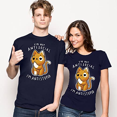 Pampling Camiseta Antisocial - Gato - 100% Algodón - Serigrafía