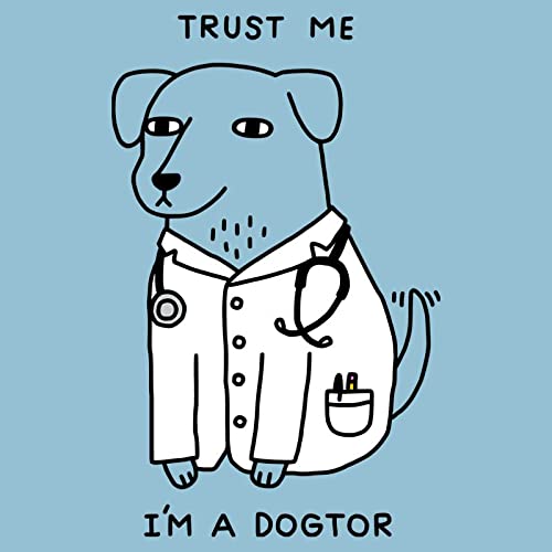 Pampling Camiseta Dogtor (Talla M) - Humor - Perro Doctor - Meme - Color Celeste - 100% Algodón - Serigrafía