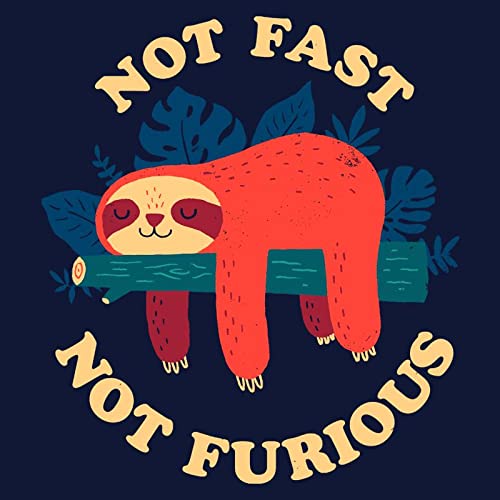 Pampling Camiseta Not Fast, Not Furious - Perezoso - 100% Algodón - Serigrafía - Talla L