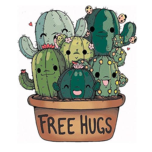 Pampling Camiseta Soft Hugs (Talla S) - Cactus - Free Hugs - 100% Algodón - Serigrafía