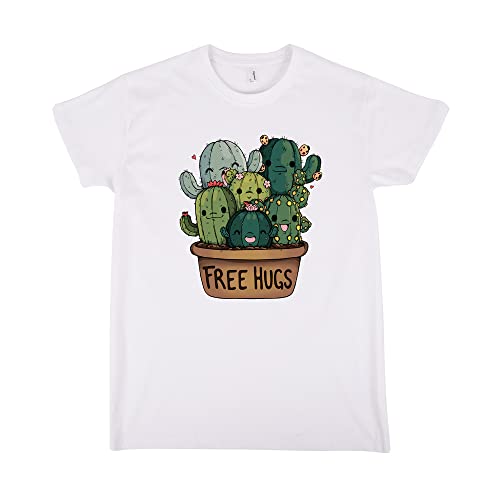 Pampling Camiseta Soft Hugs (Talla S) - Cactus - Free Hugs - 100% Algodón - Serigrafía