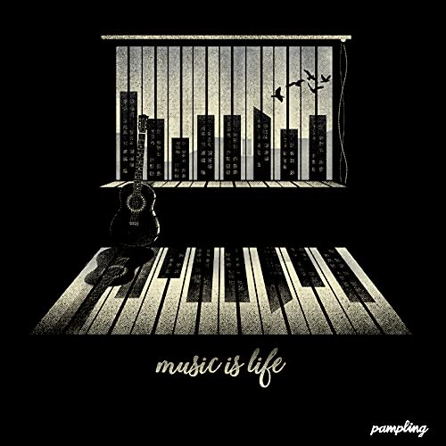 Pampling Music Is Life - Piano, Camiseta Hombre, Negro, M