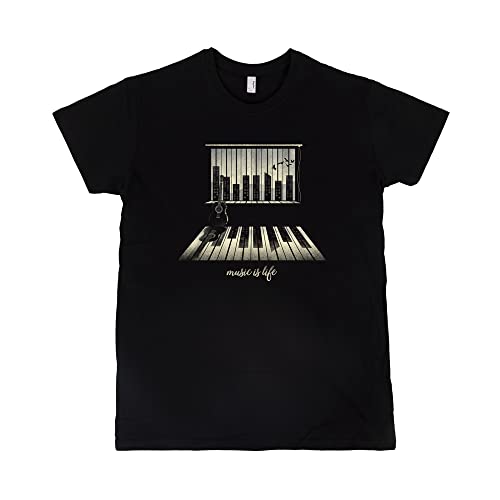 Pampling Music Is Life - Piano, Camiseta Hombre, Negro, M