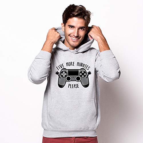 Pampling Play Five More Minutes - Gamer - Humor - Sudadera, Gris Mezcla, XXL