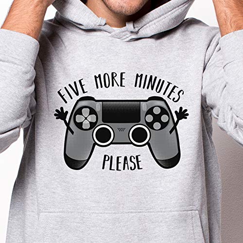 Pampling Play Five More Minutes - Gamer - Humor - Sudadera, Gris Mezcla, XXL
