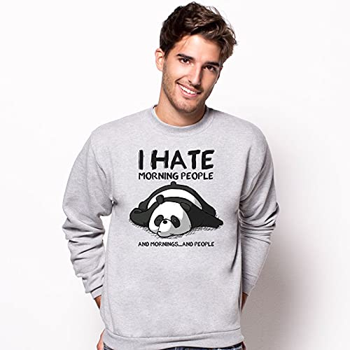 Pampling Sudadera I Hate Morning People - Oso Panda - Humor - Gris Mezcla - L