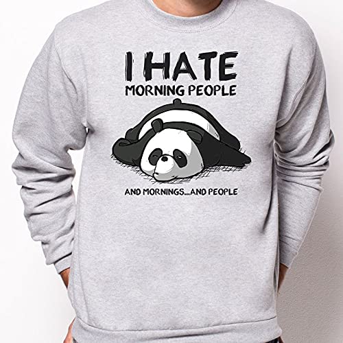 Pampling Sudadera I Hate Morning People - Oso Panda - Humor - Gris Mezcla - L