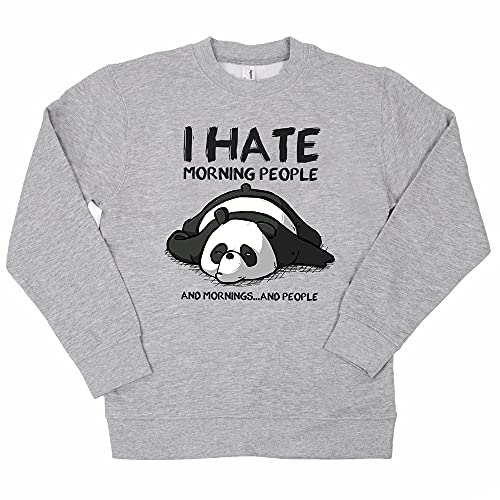Pampling Sudadera I Hate Morning People - Oso Panda - Humor - Gris Mezcla - L