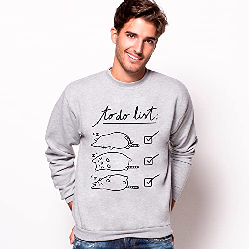 Pampling Sudadera To Do List - Gato - Dormilón - Serigrafía - Gris Mezcla - XL