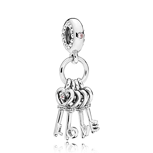 Pandora 925 Sterling Silverbead Keys Of Love Dangle Charm Fit Moda Mujer Bangle diy Love Jewelry