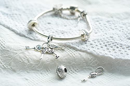 Pandora 925 Sterling Silverheart Haped Keys Dangle Beads Fit Original Charms Women Fashion diy Love Jewelry