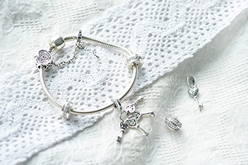 Pandora 925 Sterling Silverheart Haped Keys Dangle Beads Fit Original Charms Women Fashion diy Love Jewelry