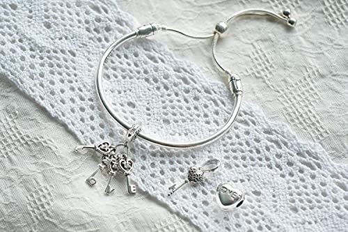 Pandora 925 Sterling Silverheart Haped Keys Dangle Beads Fit Original Charms Women Fashion diy Love Jewelry