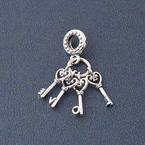 Pandora 925 Sterling Silverheart Key Colgante Fit Original Pan Charms para mujeres Love Keys Beads Brazaletes románticos Girsl Valentine Day diy Love Jewelry