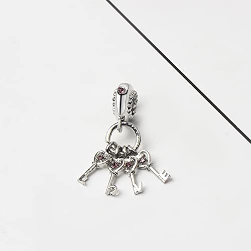 Pandora 925 Sterling Silverheart Key Colgante Fit Original Pan Charms para mujeres Love Keys Beads Brazaletes románticos Girsl Valentine Day diy Love Jewelry