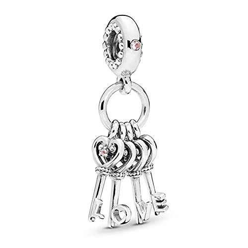 Pandora 925 Sterling Silverheart Key Colgante Fit Original Pan Charms para mujeres Love Keys Beads Brazaletes románticos Girsl Valentine Day diy Love Jewelry