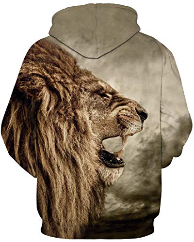 PANOZON Niños Sudadera Deportiva Casual Impresión 3D de Animales Dibujos Animados (XS,León amarillo-23)
