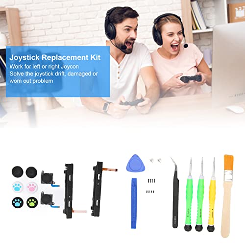 Paquete de 2 Joycon Joystick de Repuesto, Kit de Reemplazo de Joystick, Juego de Controlador con Deslizador Izquierdo Y Derecho, Hebillas de Metal Y Kit de Herramientas de Reparación para Switch Joyco
