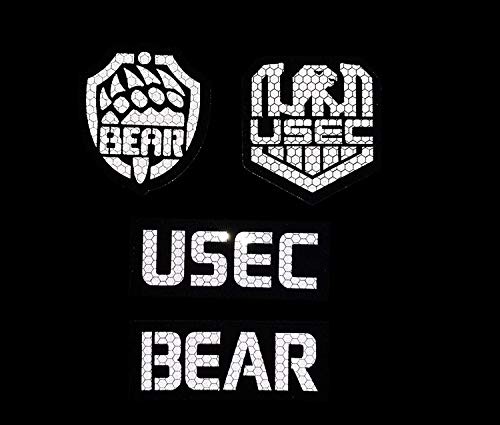 Paquete de 4 parches reflectantes infrarrojos infrarrojos infrarrojos USEC Escape from Tarkov Bear – tácticos militares apliques decorativos – cierre de velcro y cierre de velcro