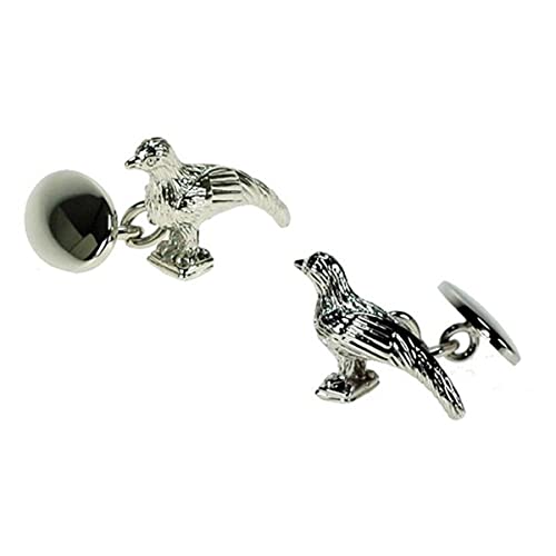 Para hombre bañado en plata Faisán Game gemelos y caja de regalo – Disparo Por Onyx Art