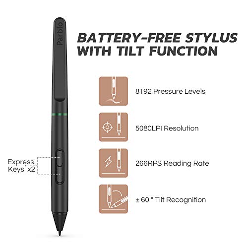 Parblo Ninos M Tableta Gráfica para Digital Dibujar, Pintar, 9X5 Pulgadas 8192 Niveles para OSU, Oficina en casa y e-Learning, con lápiz sin batería, Compatible con Android/Windows/Mac, Rosa