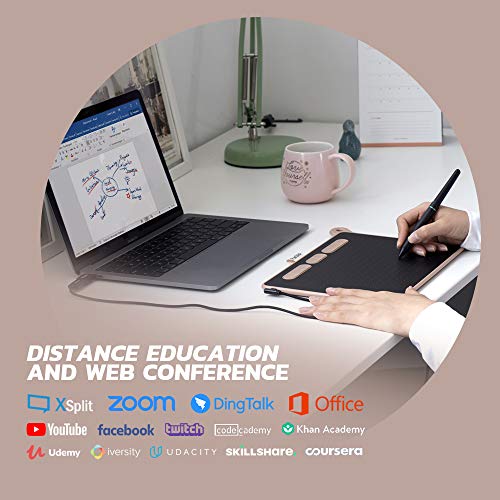 Parblo Ninos M Tableta Gráfica para Digital Dibujar, Pintar, 9X5 Pulgadas 8192 Niveles para OSU, Oficina en casa y e-Learning, con lápiz sin batería, Compatible con Android/Windows/Mac, Rosa