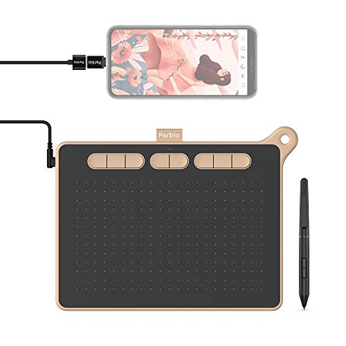 Parblo Ninos M Tableta Gráfica para Digital Dibujar, Pintar, 9X5 Pulgadas 8192 Niveles para OSU, Oficina en casa y e-Learning, con lápiz sin batería, Compatible con Android/Windows/Mac, Rosa