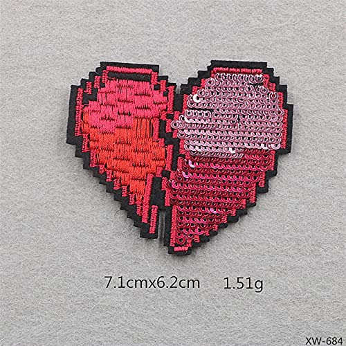 Parche de Ropa Coser en el parche de labio de lentejuelas Hierro corazón en las insignias de letras Pegatinas de ropa baratos parches bordados for ropa Apliques de Costura ( Size : Xw - 684 )
