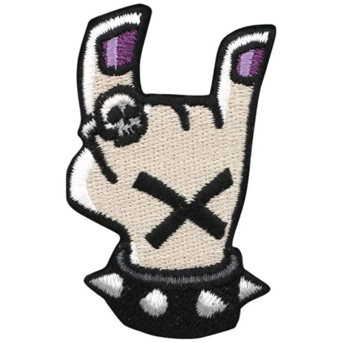 Parche para planchar o coser a mano con diseño de calavera, anillo de metal pesado Goth Emo Punk Rock and Roll Grunge Spikes Music Festival Diablo