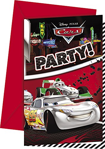 Partido Silver Edition Disney Cars Invitaciones de la fiesta únicos (Paquete de 6, Rojo)