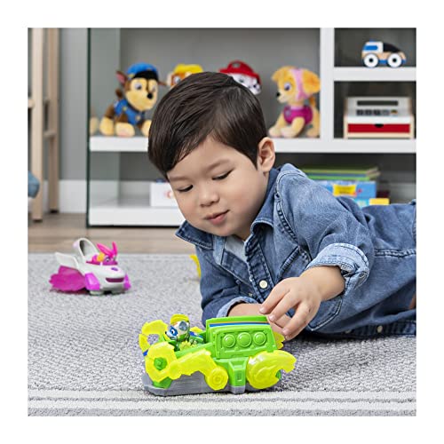 PAW Patrol Mighty Pups Charged Up Rocky's Deluxe - Vehículo con Luces y Sonidos de la Patrulla Canina