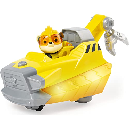 PAW Patrol Mighty Pups Charged Up Rubble's Deluxe - Vehículo con Luces y Sonidos de la Patrulla Canina