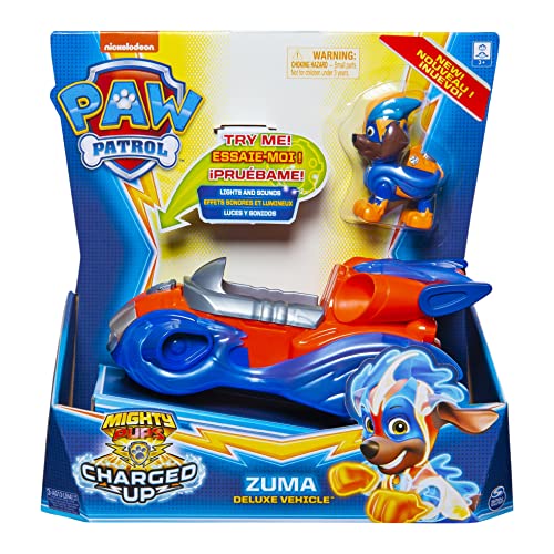 PAW Patrol Mighty Pups Charged Up Vehículo Deluxe de Zuma con Luces y Sonidos