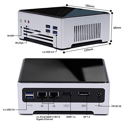 PC con Windows 10 Pro Gaming, Mini computadora de Escritorio Quad Core i7-7820HK, Mini PC de Escritorio DDR4 32GB RAM / 1TB SSD, RJ45 Gigabit Ethernet, Puertos HDMI y DP, WiFi Dual/BT 4.2