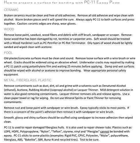 PC-Products PC-11 Pasta adhesiva epoxi, grado marino de dos partes, 1 libra en dos latas, blanco apagado 160114