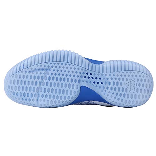Peak - Zapatillas de baloncesto para hombre, transpirables, antideslizantes, acolchadas al aire libre, Azul (blanco, azul), 43 EU