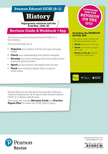 Pearson REVISE Edexcel GCSE (9-1) History Superpower relations and the Cold War Revision Guide and Workbook + App: for home learning, 2021 assessments and 2022 exams (Revise Edexcel GCSE History 16)