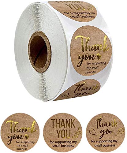 Pegatinas redondas para hornear, con texto en inglés "Kraft Thank You for Supporting My Small Business por rollo, 500 unidades por rollo, pegatinas de regalo autoadhesivas