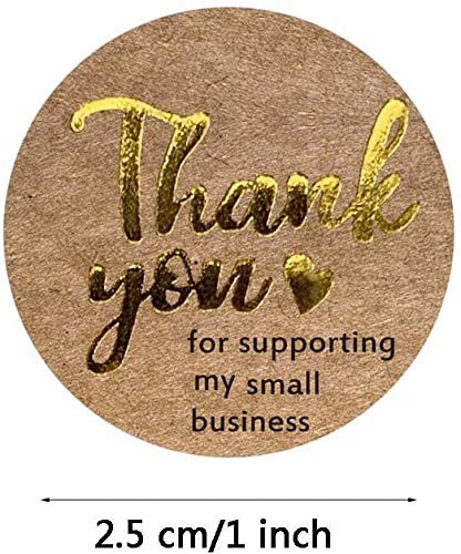 Pegatinas redondas para hornear, con texto en inglés "Kraft Thank You for Supporting My Small Business por rollo, 500 unidades por rollo, pegatinas de regalo autoadhesivas