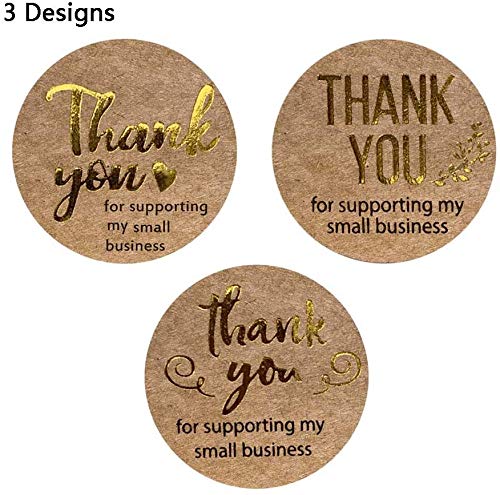 Pegatinas redondas para hornear, con texto en inglés "Kraft Thank You for Supporting My Small Business por rollo, 500 unidades por rollo, pegatinas de regalo autoadhesivas