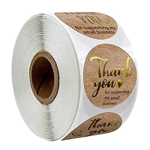 Pegatinas redondas para hornear, con texto en inglés "Kraft Thank You for Supporting My Small Business por rollo, 500 unidades por rollo, pegatinas de regalo autoadhesivas