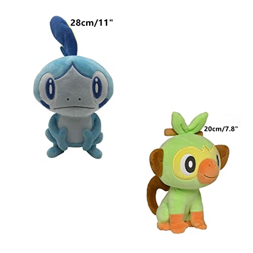 Peluche Pokemon Grookey, scorbunny Peluche, Pokemoned Sword Shield Sobble Scorbunny, Lindo Juego De Anime Juguetes Elf Muñeca De Peluche Regalos for Niños (Color : Verdant Ranger)