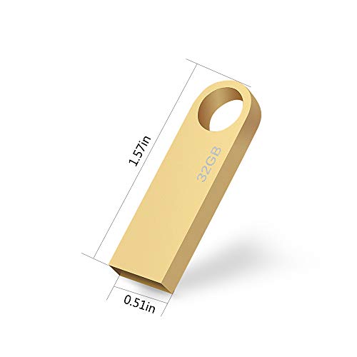 Pen Drive 32 GB, Mini Memorias USB 32 GB USB Flash Drive Memoria Stick 32GB Colgante para Computadoras, Tabletas y Otros Dispositivos (Oro)