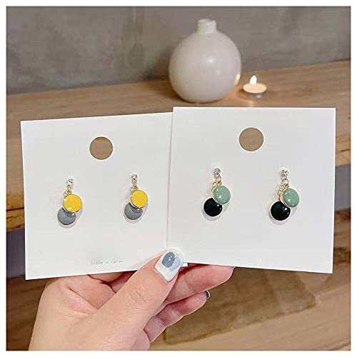 Pendientes Sencillos Y Pequeños De Disco De Metal De Color Caramelo Fresco De Primavera Y Verano Para Mujer D-44 amarillo