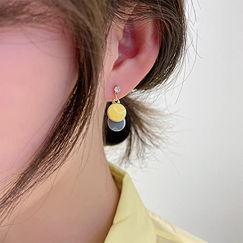 Pendientes Sencillos Y Pequeños De Disco De Metal De Color Caramelo Fresco De Primavera Y Verano Para Mujer D-44 amarillo