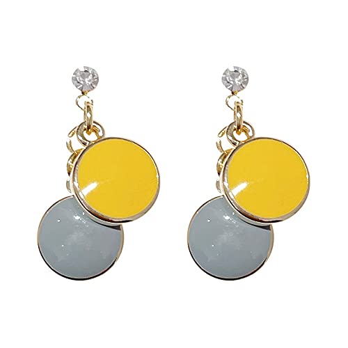 Pendientes Sencillos Y Pequeños De Disco De Metal De Color Caramelo Fresco De Primavera Y Verano Para Mujer D-44 amarillo