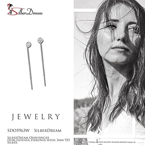 Pendientes SilberDream para mujer con de plata de ley 925 con circonitas blancas de3 mm SDO5963W