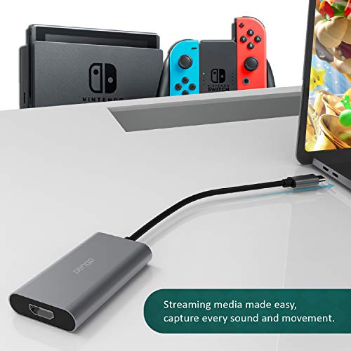 pengo Capturadora HDMI a USB Tipo-C 3.0 (UVC 1.0), Capturadora de Video y Audio 1080p@60fps/720p@60fts/480@60fps, para Xbox/PS/Switch/DSLR/Cámaras. Compatible con Win/Mac OS. (No HDCP/No 1080i)