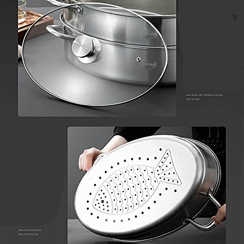 Pequeño de cocción al vapor/olla de sopa/vapor 304 Acero inoxidable Hogar al vapor de peces Artifact Oval Steamer Steam Pot 38cm